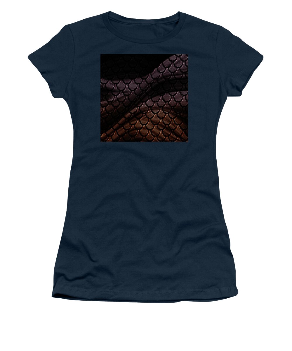 Metal Women's T-Shirt featuring the digital art Bronze Geometric by Bonnie Bruno