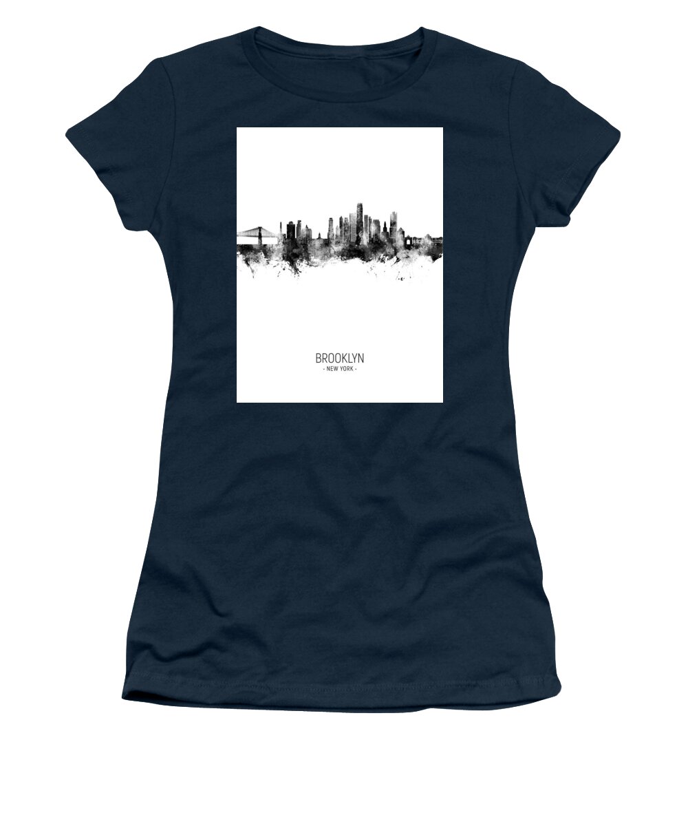 Brooklyn Women's T-Shirt featuring the digital art Brooklyn New York Skyline #78 by Michael Tompsett