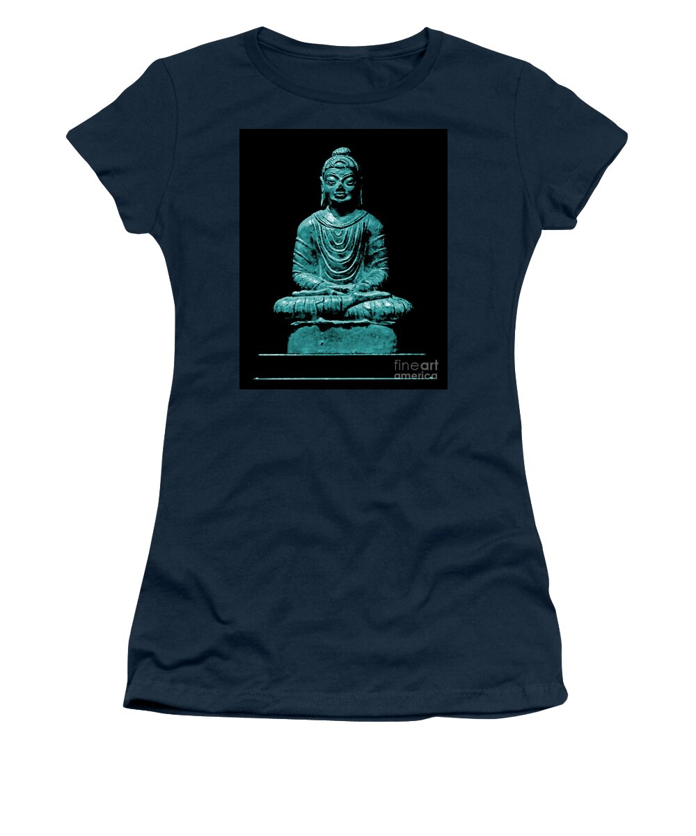 Buddha Women's T-Shirt featuring the photograph Buddha Aqua by Marisol VB