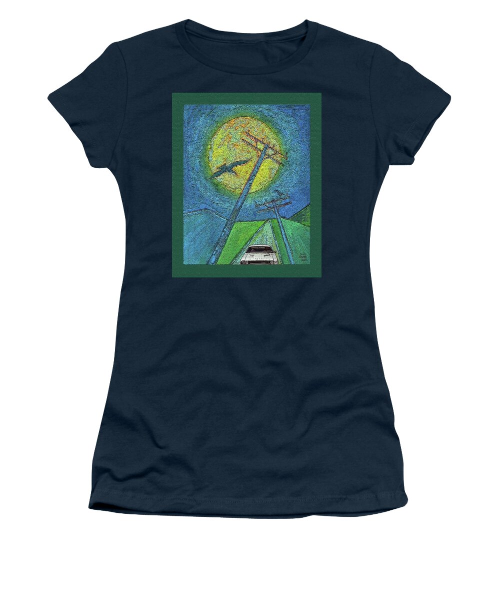 Car Chase Women's T-Shirt featuring the digital art Car Chase / Vanishing Point by David Squibb