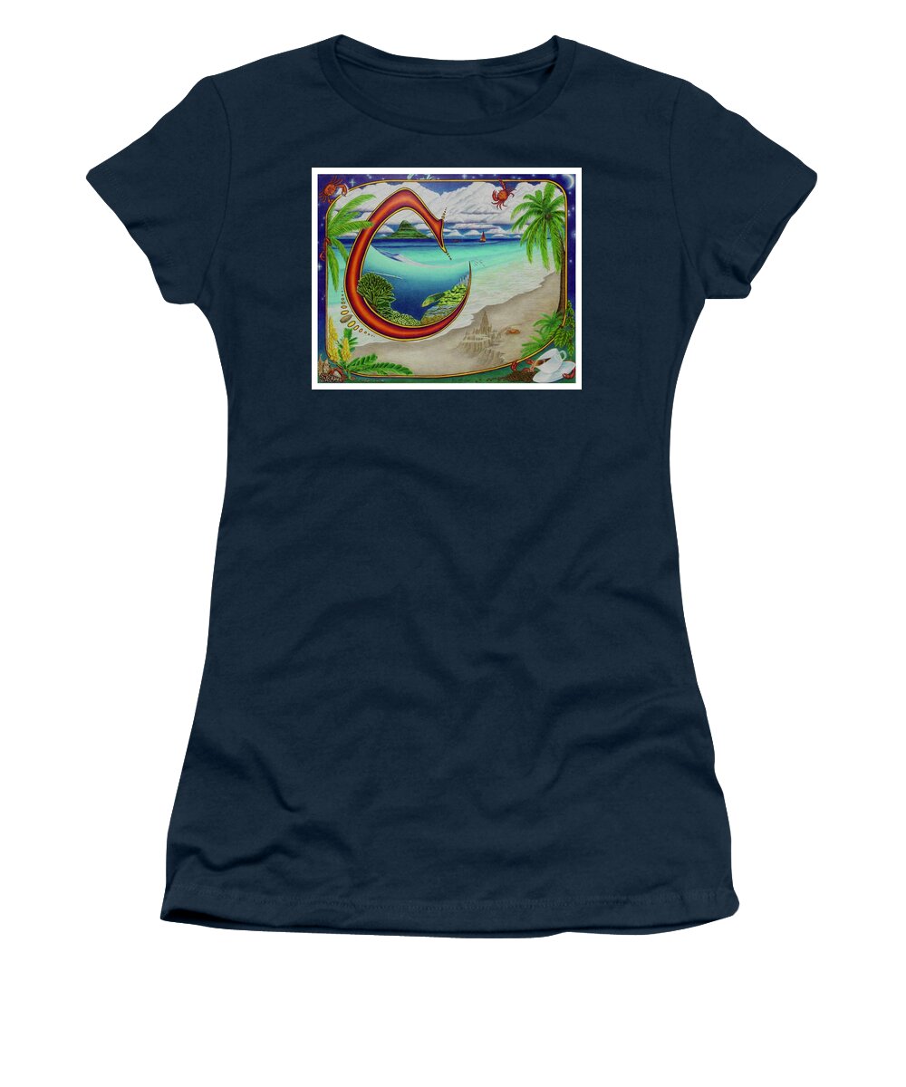 Kim Mcclinton Women's T-Shirt featuring the drawing C is for Coral by Kim McClinton