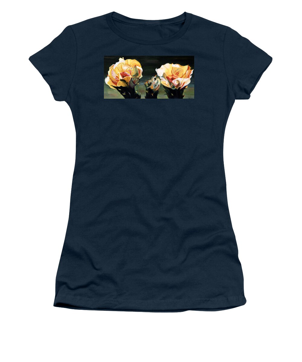 Cactus Women's T-Shirt featuring the painting Cactus Flower 3 by Genevieve Holland