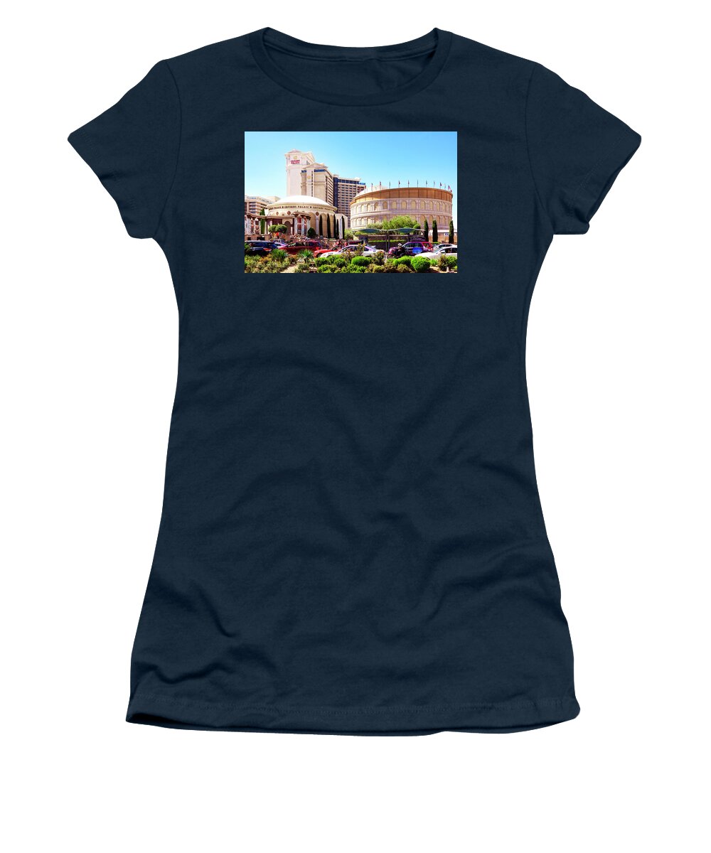 Caesars Palace Women's T-Shirt featuring the photograph Caesars Palace on Las Vegas Strip by Tatiana Travelways