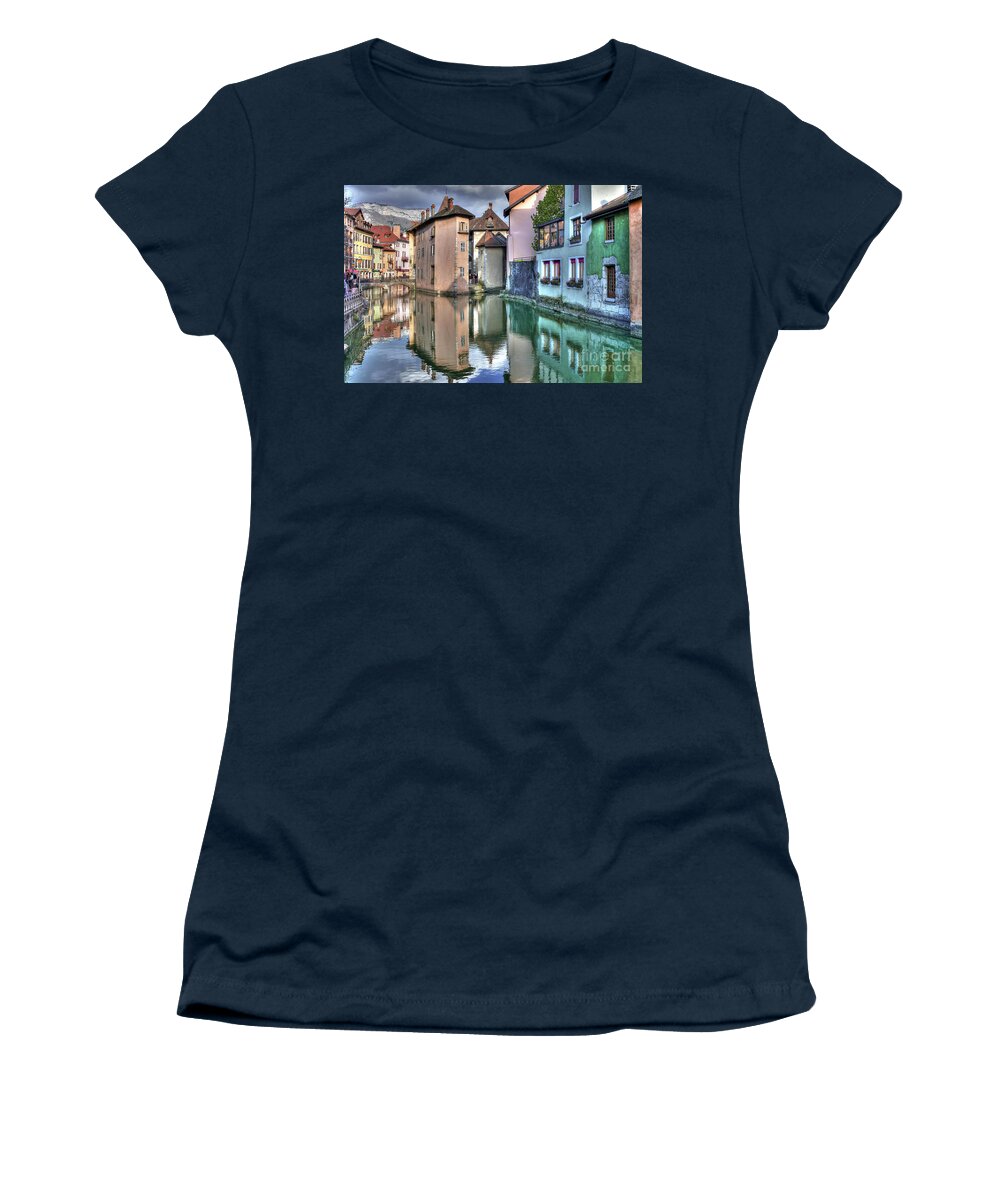 France Women's T-Shirt featuring the photograph Canal du Thiou - Annecy - Haute Savoie - France by Paolo Signorini