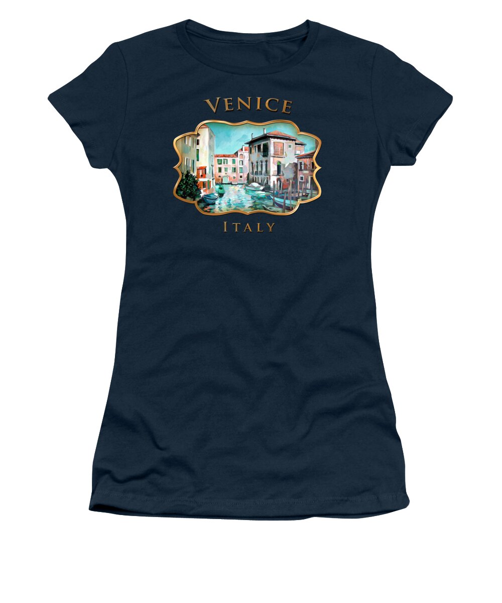 Venice Women's T-Shirt featuring the painting Canal - Venice, Italy by Filip Mihail