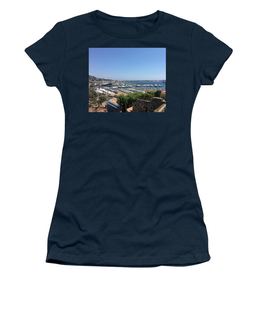 Cannes Women's T-Shirt featuring the pyrography Cannes du Suquet by Medge Jaspan