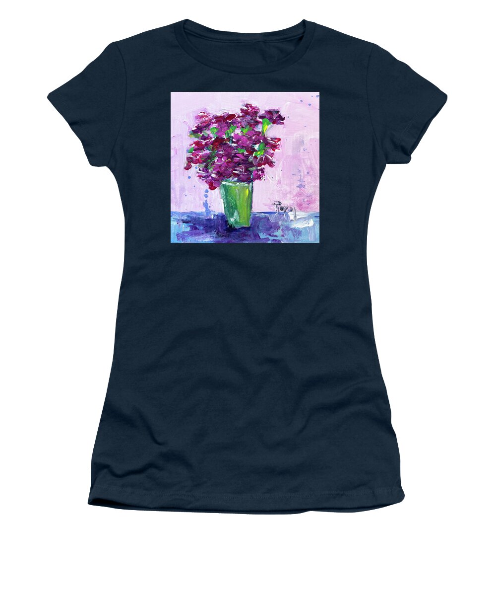 Carnations Women's T-Shirt featuring the painting Carnations in a Green Vase by Roxy Rich