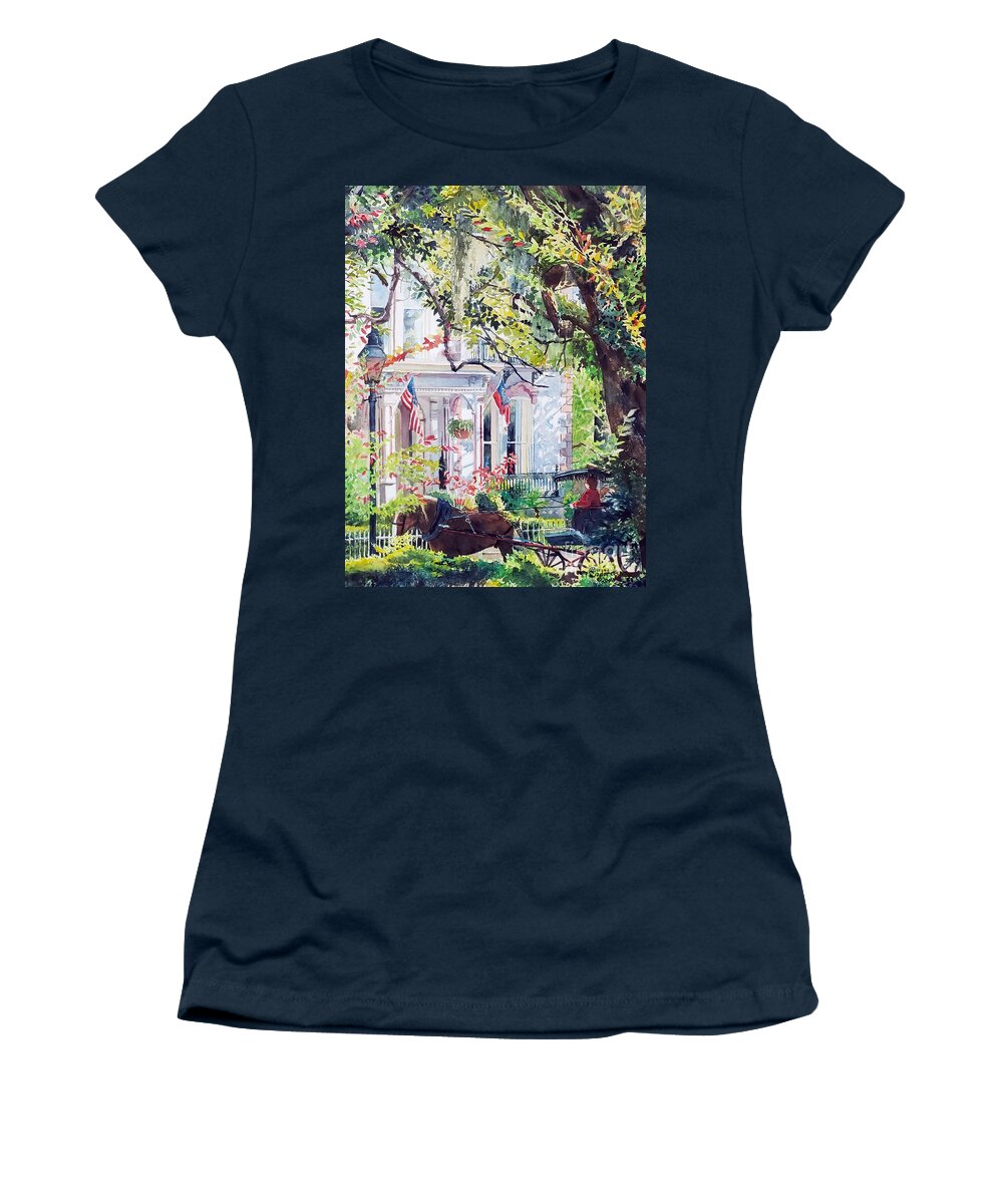Carriage Women's T-Shirt featuring the painting Carriage Ride by Merana Cadorette