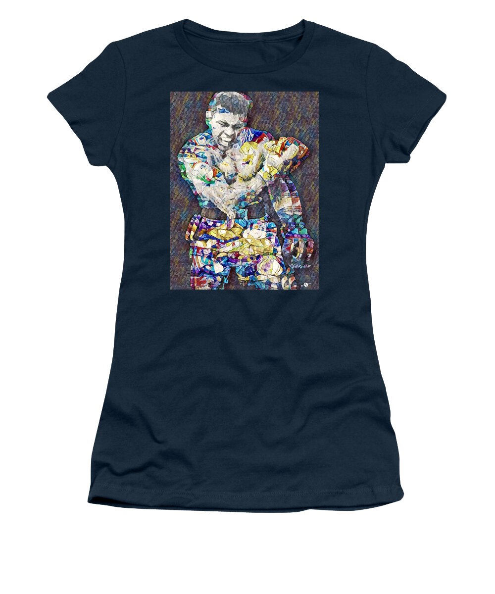 Muhammad Ali Women's T-Shirt featuring the painting Cassius Clay Muhammad Ali Painting 2 by Tony Rubino