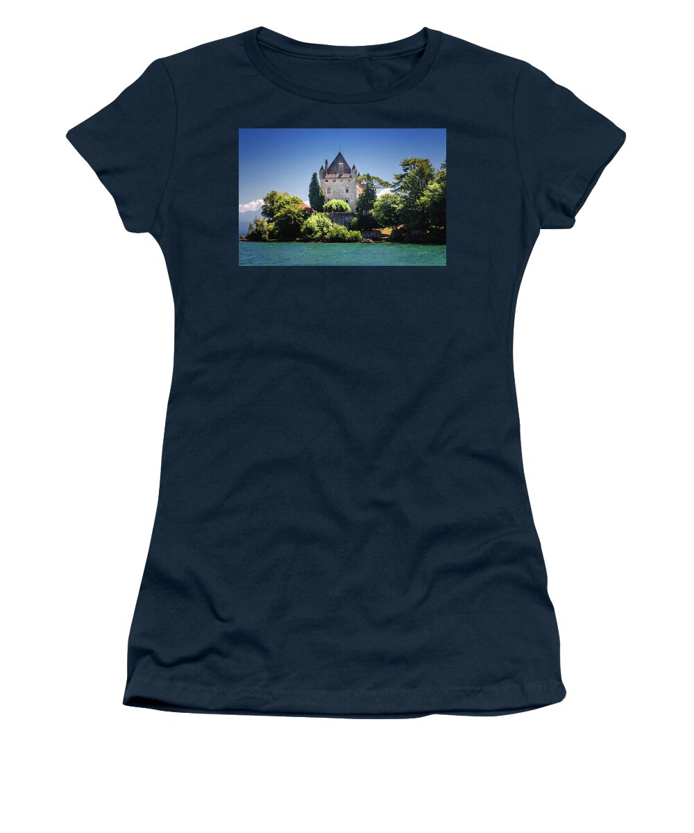 Castle Women's T-Shirt featuring the photograph Castle Yvoire by Steven Nelson