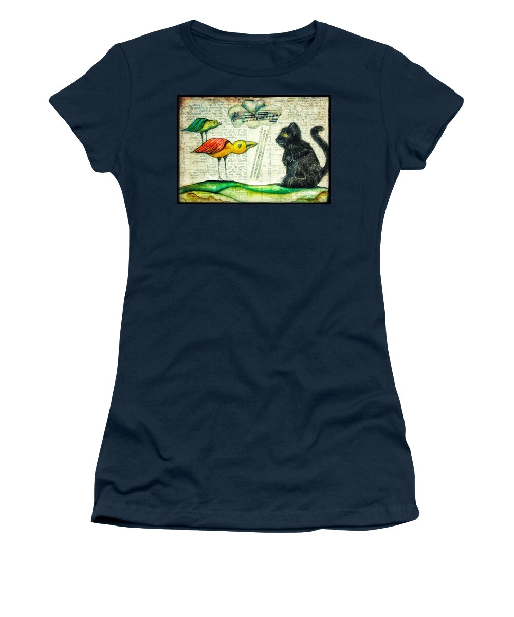 Birds Women's T-Shirt featuring the digital art Cat Bird by Delight Worthyn