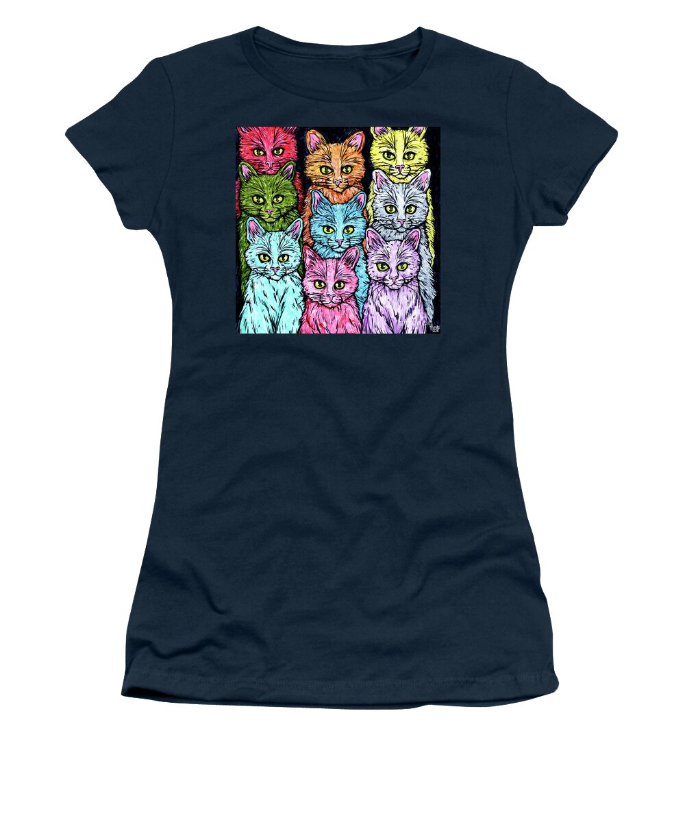 Cats Women's T-Shirt featuring the painting Cats of a Different Color by Tracy Levesque