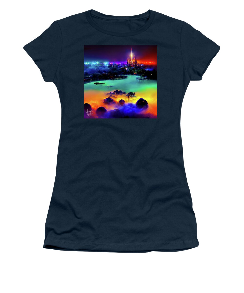 Futuristic City Women's T-Shirt featuring the digital art Celestial City 40 by DC Langer