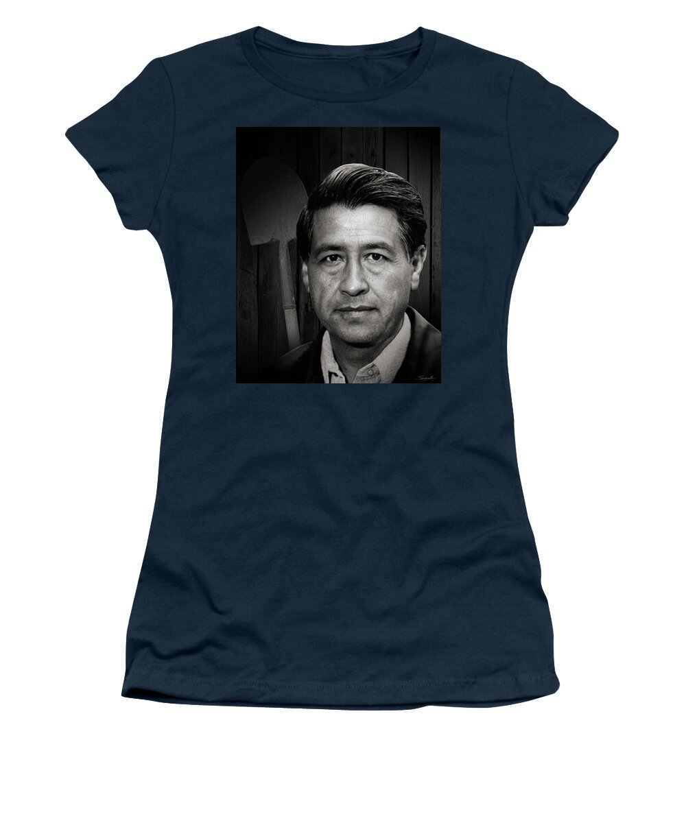 Cesar Chavez Women's T-Shirt featuring the digital art Cesar Chavez by M Spadecaller