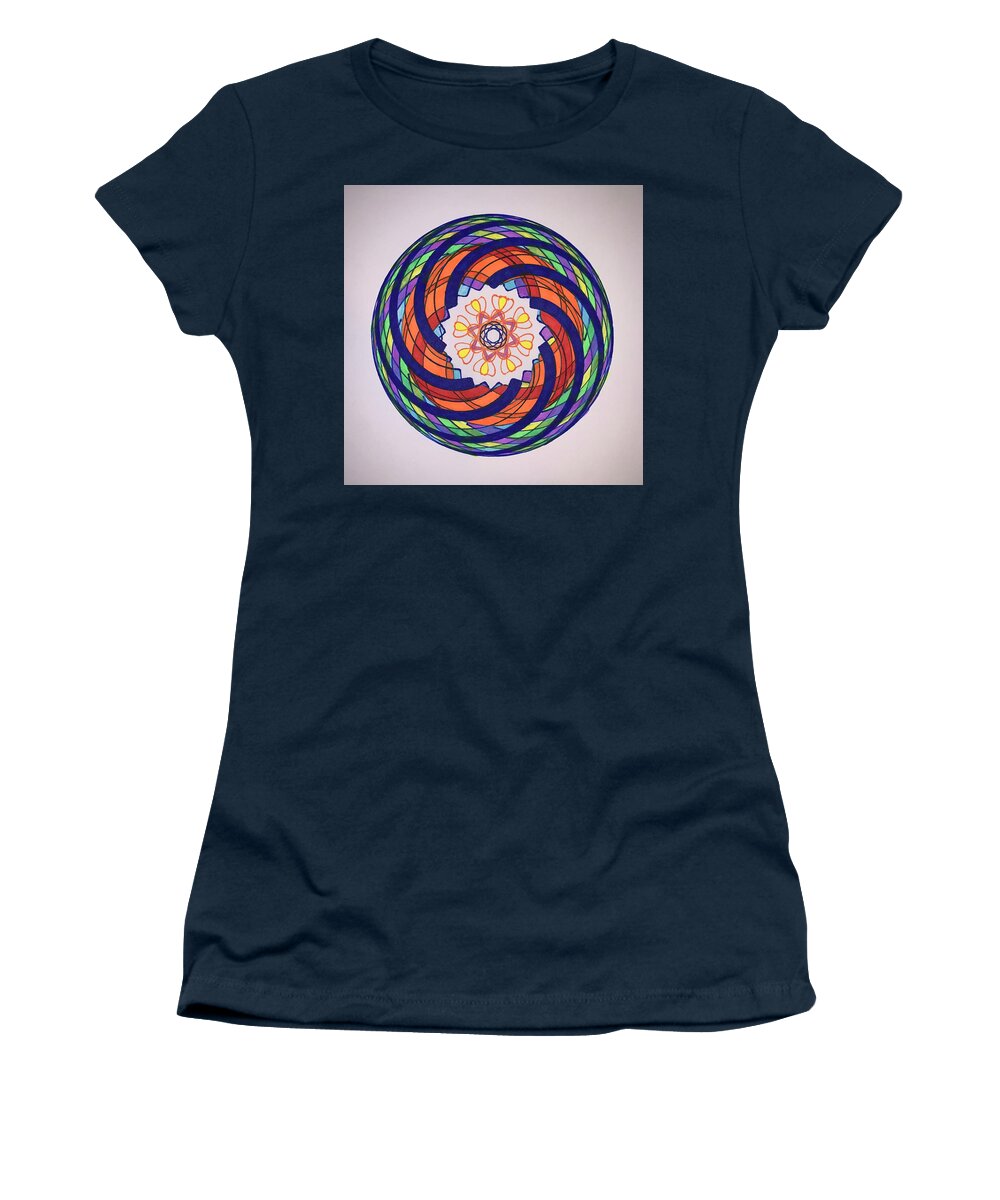 Spirograph Women's T-Shirt featuring the drawing Chakra Series #9 by Steve Sommers