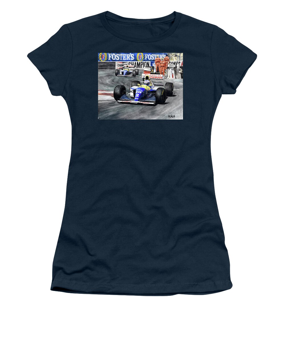 Alain Prost Women's T-Shirt featuring the painting Champion by Oleg Konin