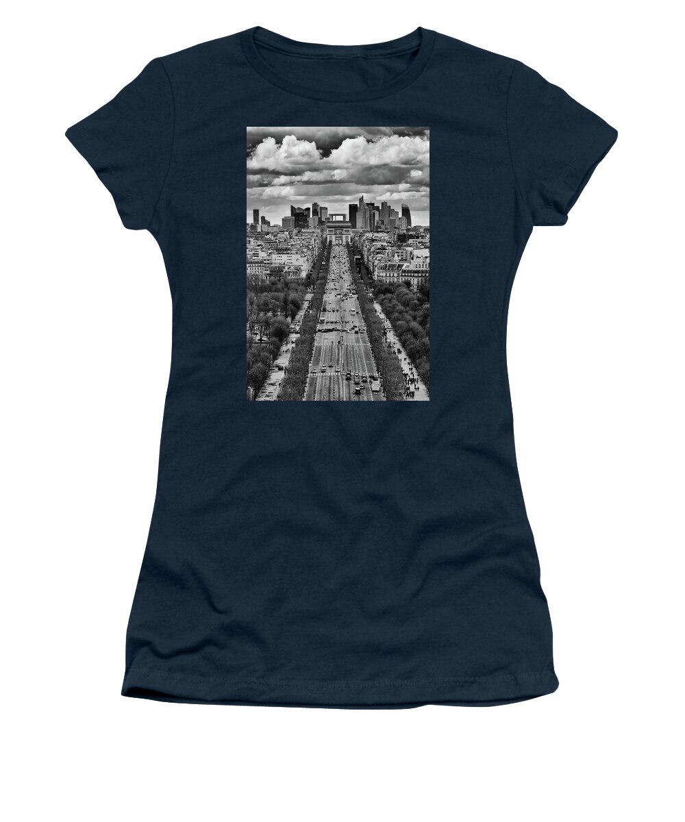 Champs Elysees Women's T-Shirt featuring the photograph Champs Elysees Mono by Darren White