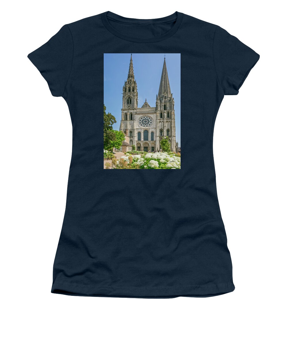 Cathedrale Notre-dame De Chartres Women's T-Shirt featuring the photograph Chartres Cathedral West Facade by Jurgen Lorenzen