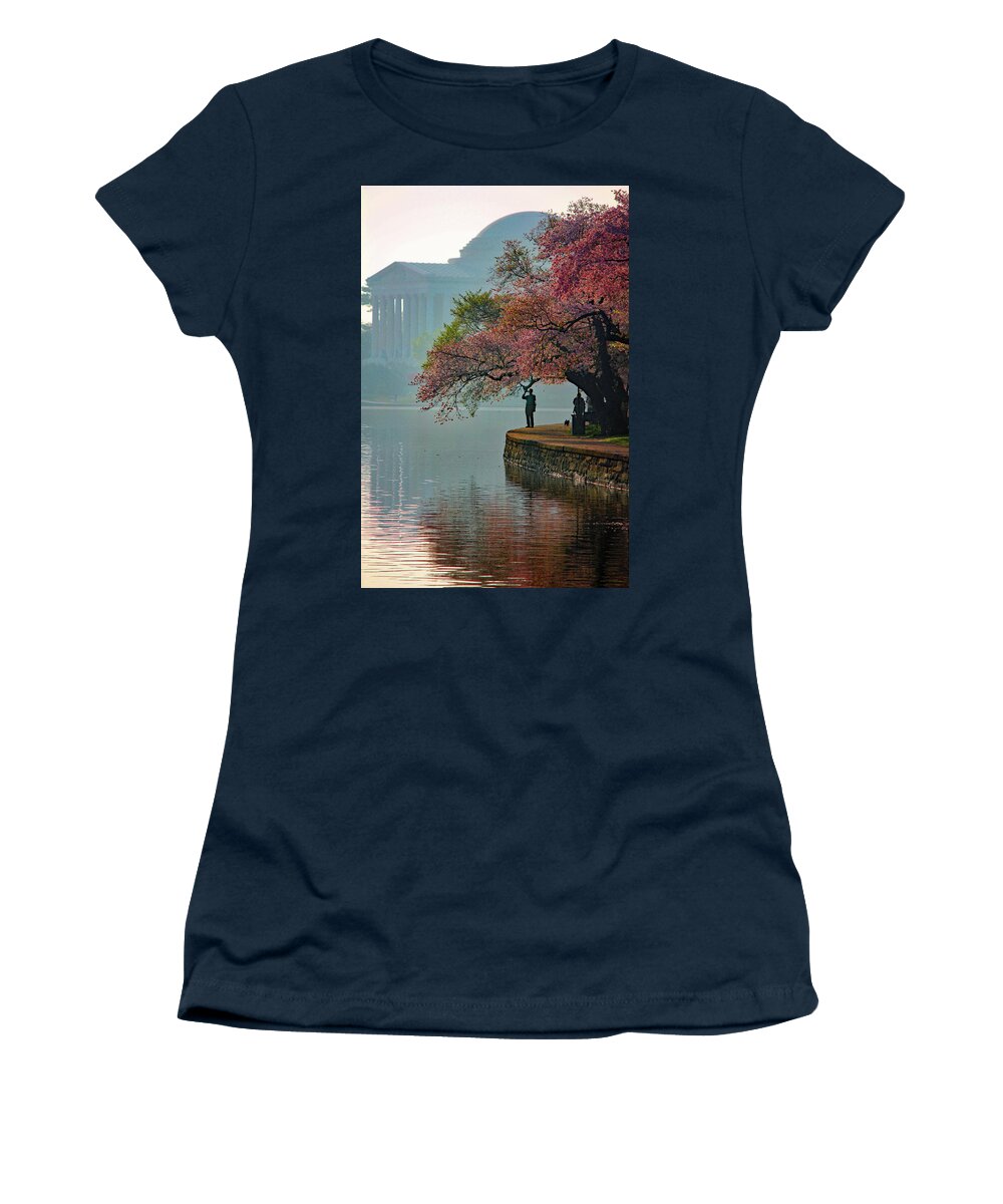Jefferson Memorial Women's T-Shirt featuring the photograph Cherry Blossoms6090 by Carolyn Stagger Cokley