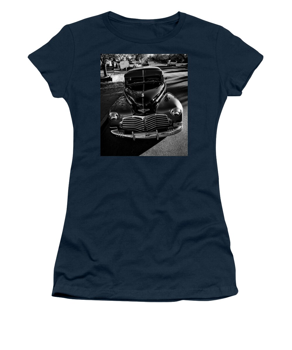 Car Women's T-Shirt featuring the photograph Chevy Noir 2 by Mark David Gerson