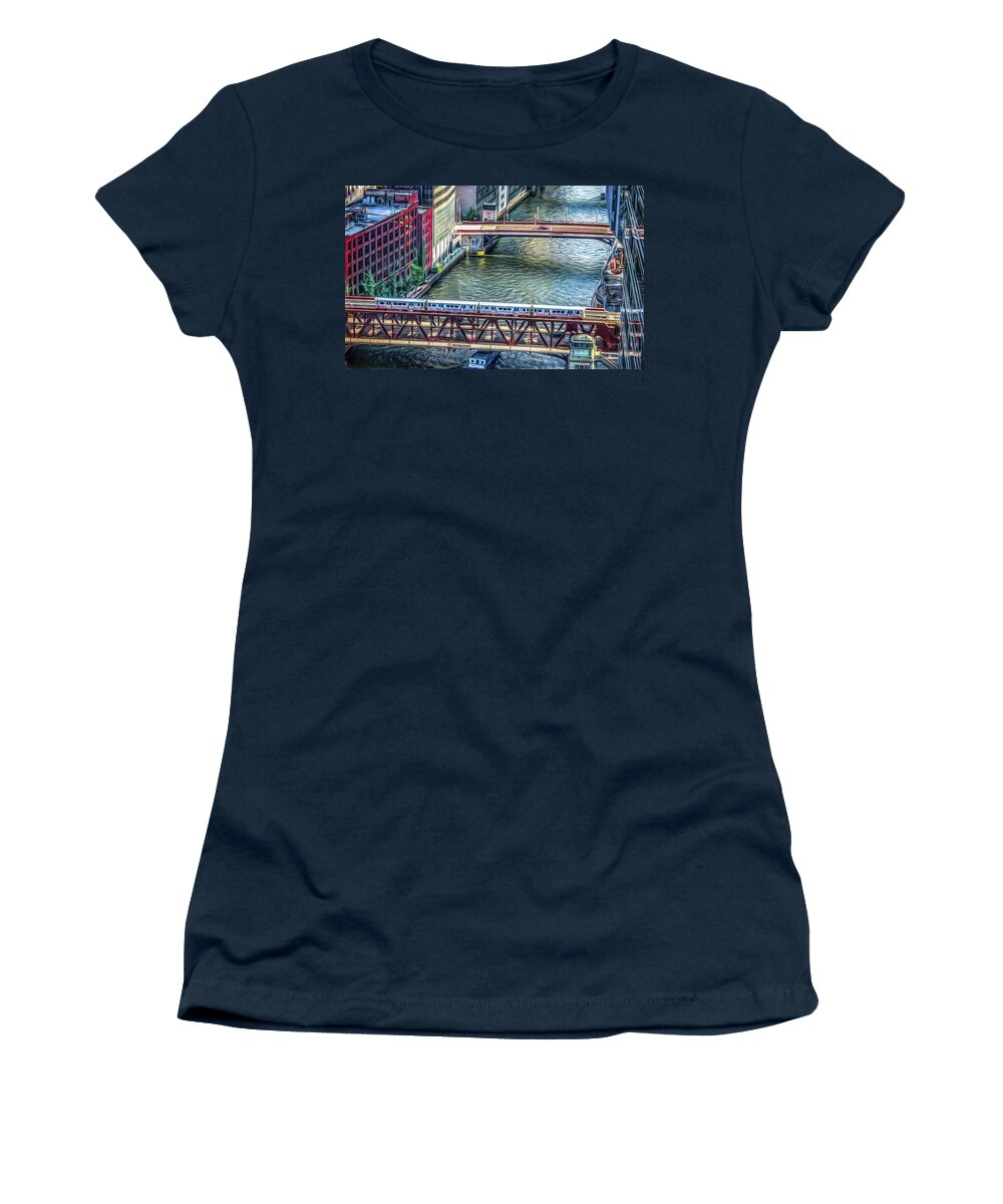 Architecture Women's T-Shirt featuring the photograph Chicago L-Train by Kevin Lane