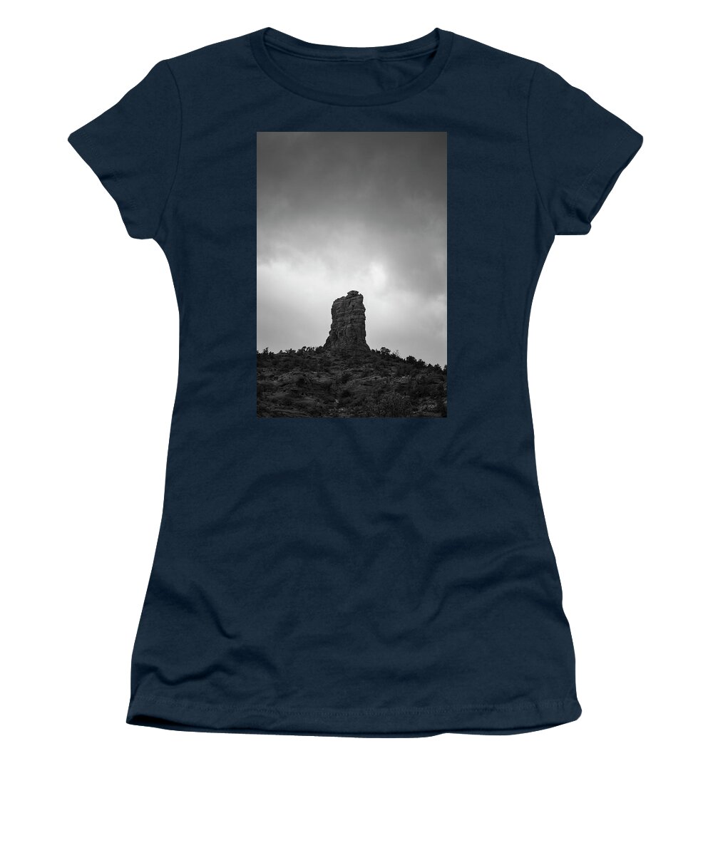 Altitude Women's T-Shirt featuring the photograph Chimney Rock Sedona AZ IV BW by David Gordon
