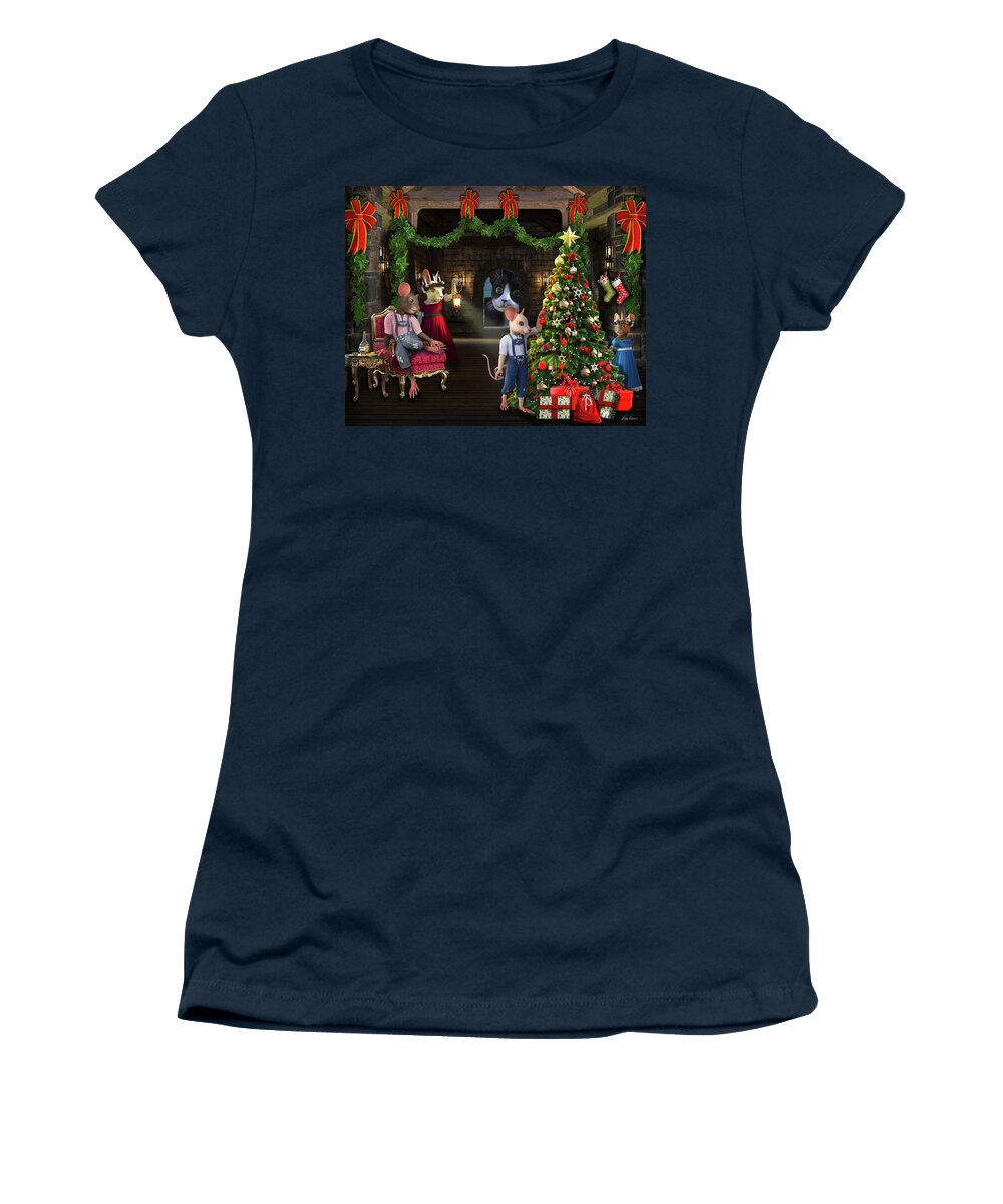 Christmas Women's T-Shirt featuring the photograph Christmas Mice by Diana Haronis