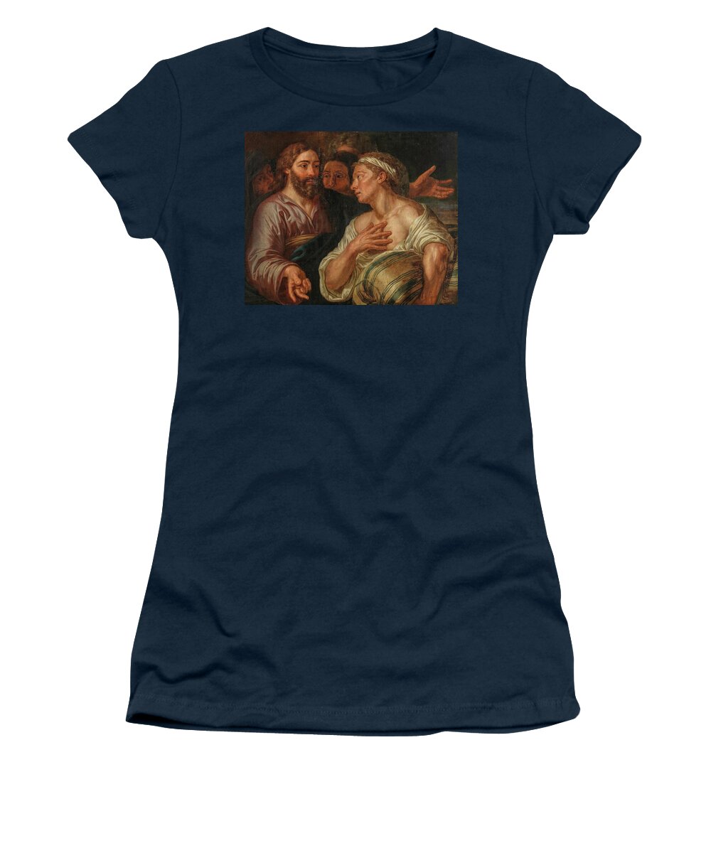 Israel Women's T-Shirt featuring the digital art Circle of Hendrick van Balen Christ at the Pool of Bethesda, by Celestial Images