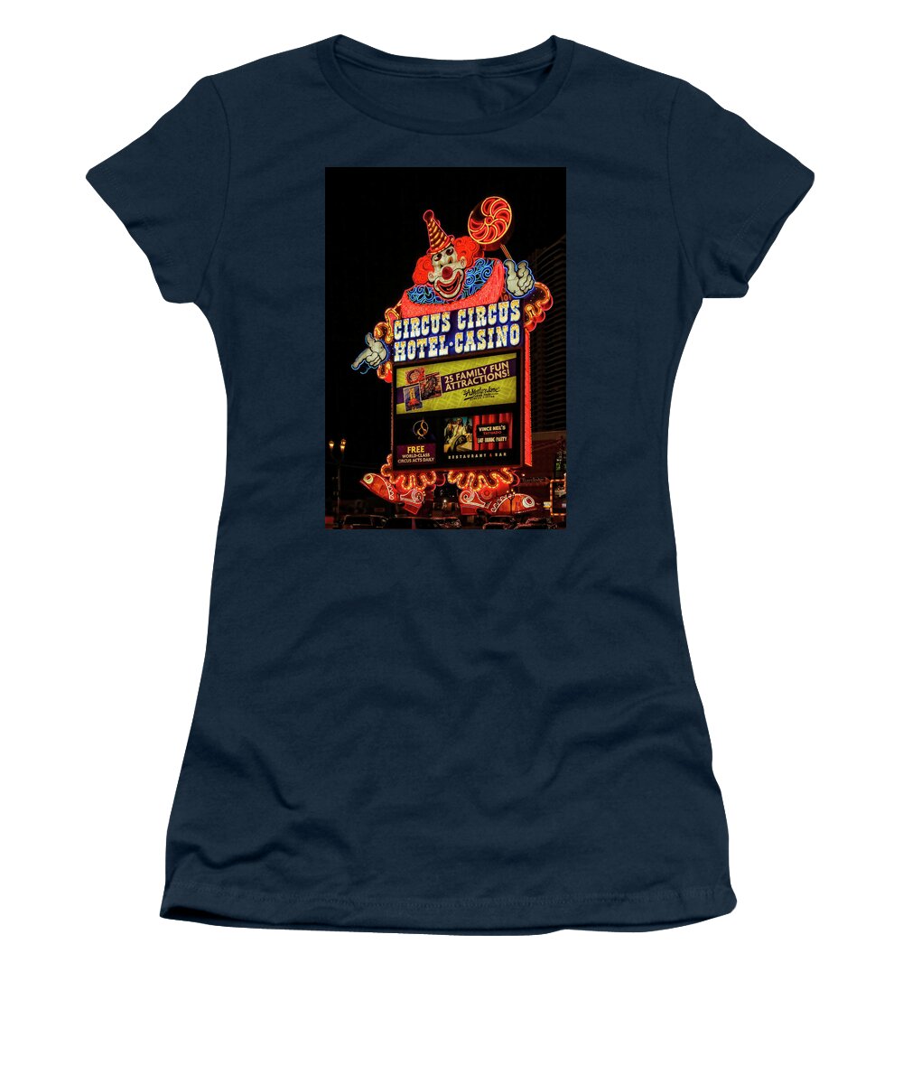 Circus Circus Women's T-Shirt featuring the photograph Circus Circus sign, Las Vegas by Tatiana Travelways