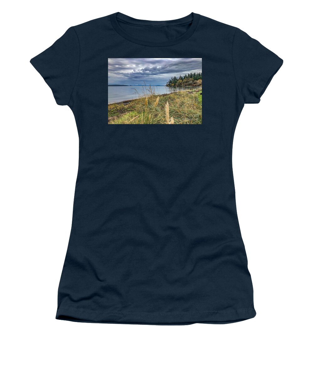 Orcas Island Women's T-Shirt featuring the photograph Clouds Over North Beach by William Wyckoff