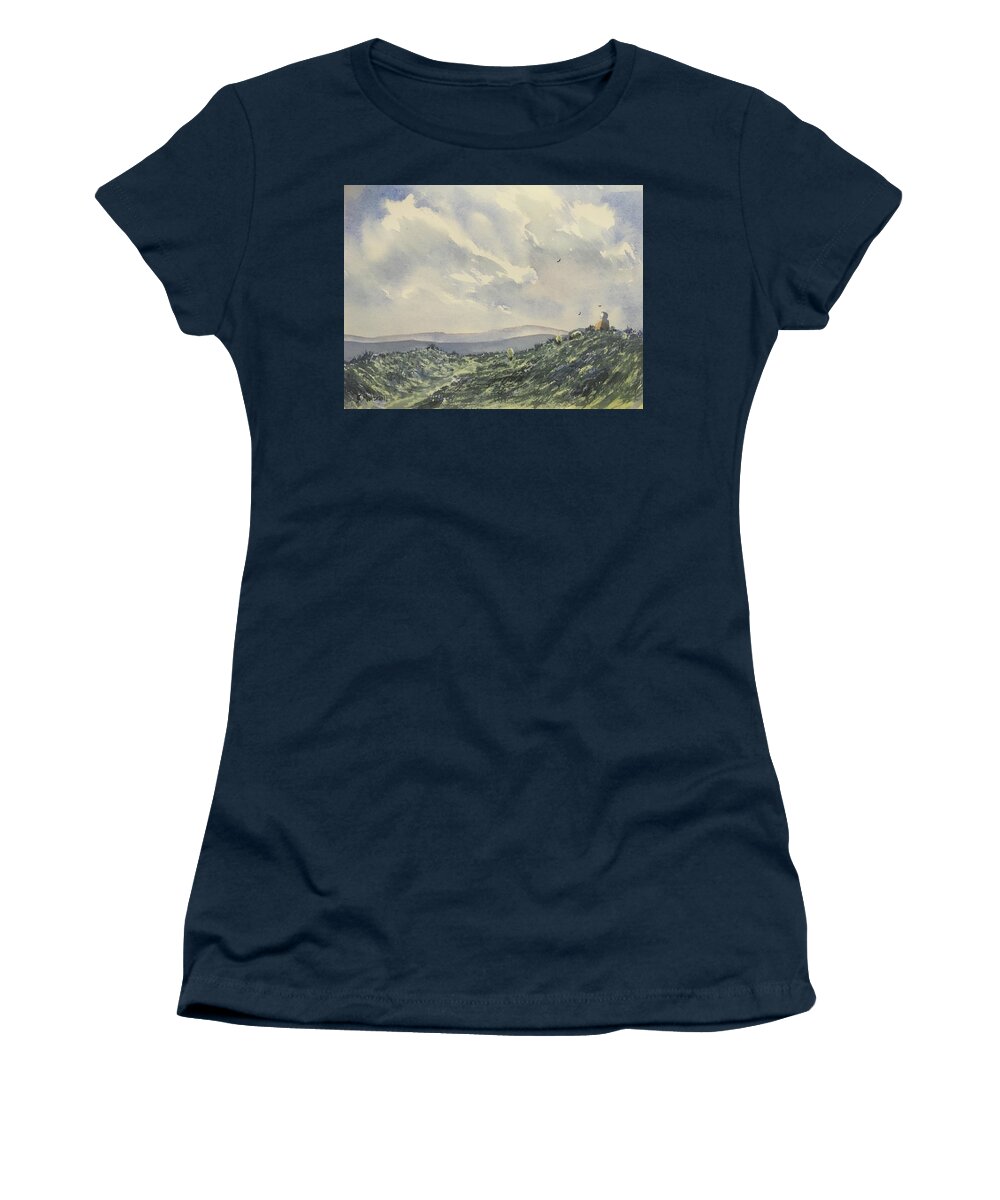 Watercolour Women's T-Shirt featuring the painting Cloudy Skies over Fat Betty by Glenn Marshall