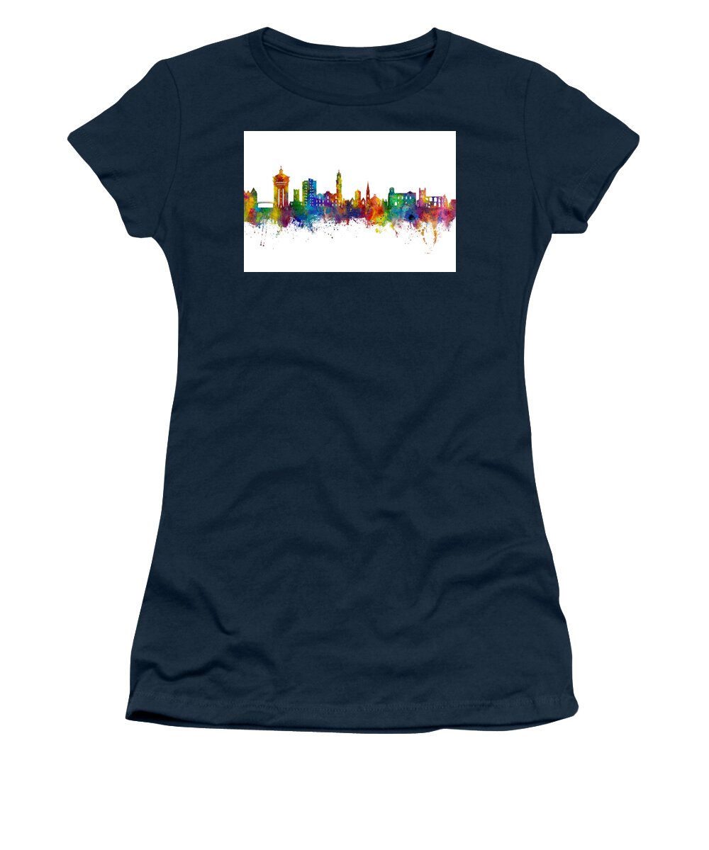 Colchester Women's T-Shirt featuring the digital art Colchester England Skyline #24 by Michael Tompsett