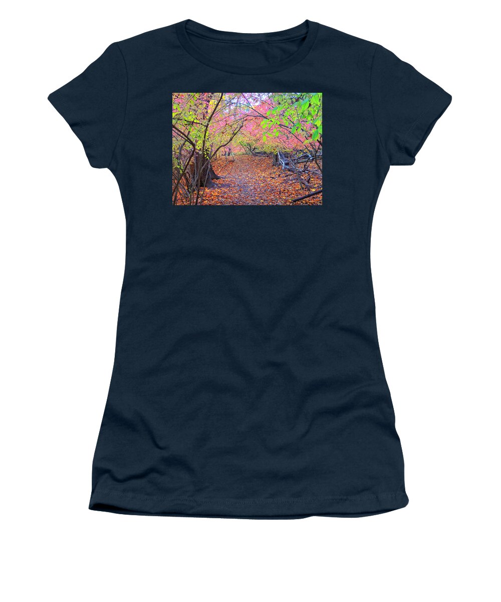 Landscape Women's T-Shirt featuring the photograph Colorful Autumn Trail by Russel Considine