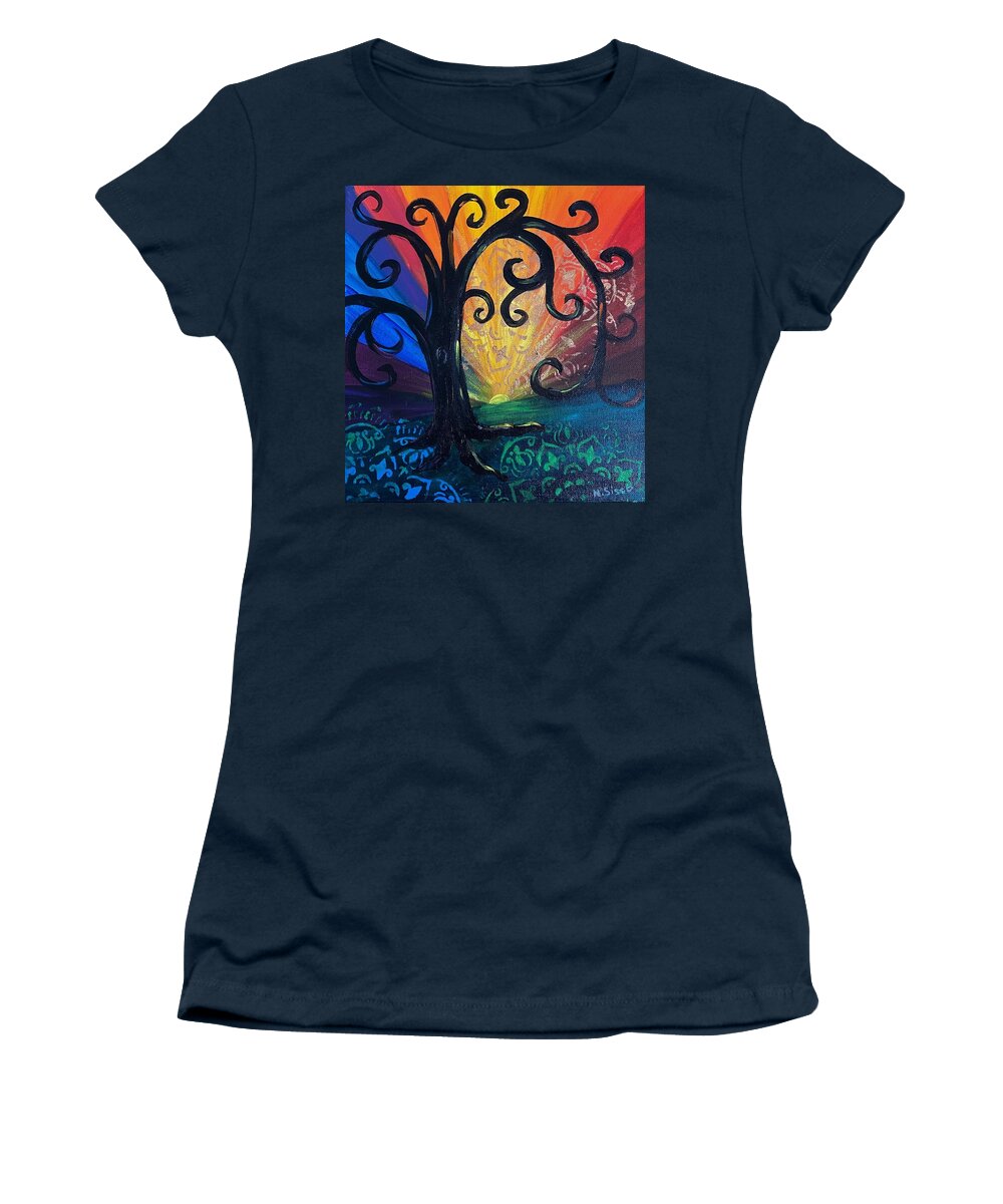 Rainbow Women's T-Shirt featuring the painting Colorful Life by Nancy Sisco