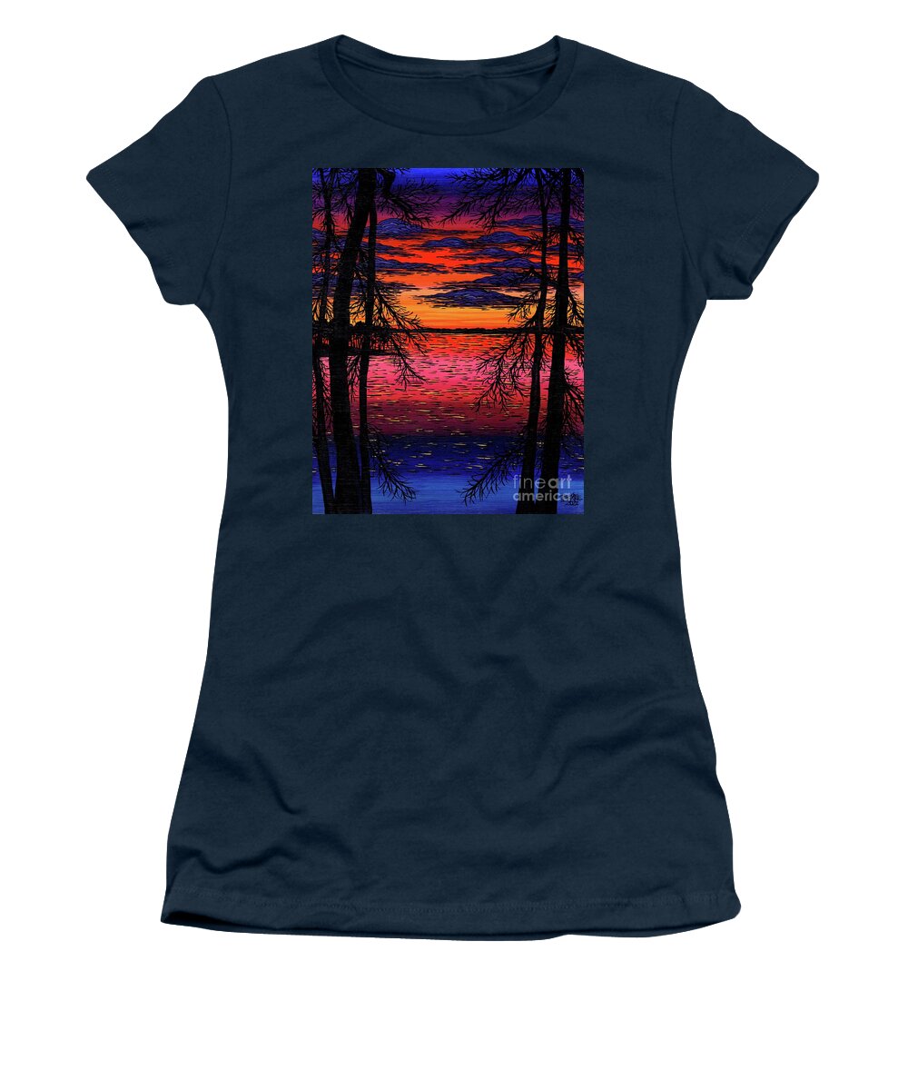  Women's T-Shirt featuring the painting Colours of the Eveningtide by Tracy Levesque