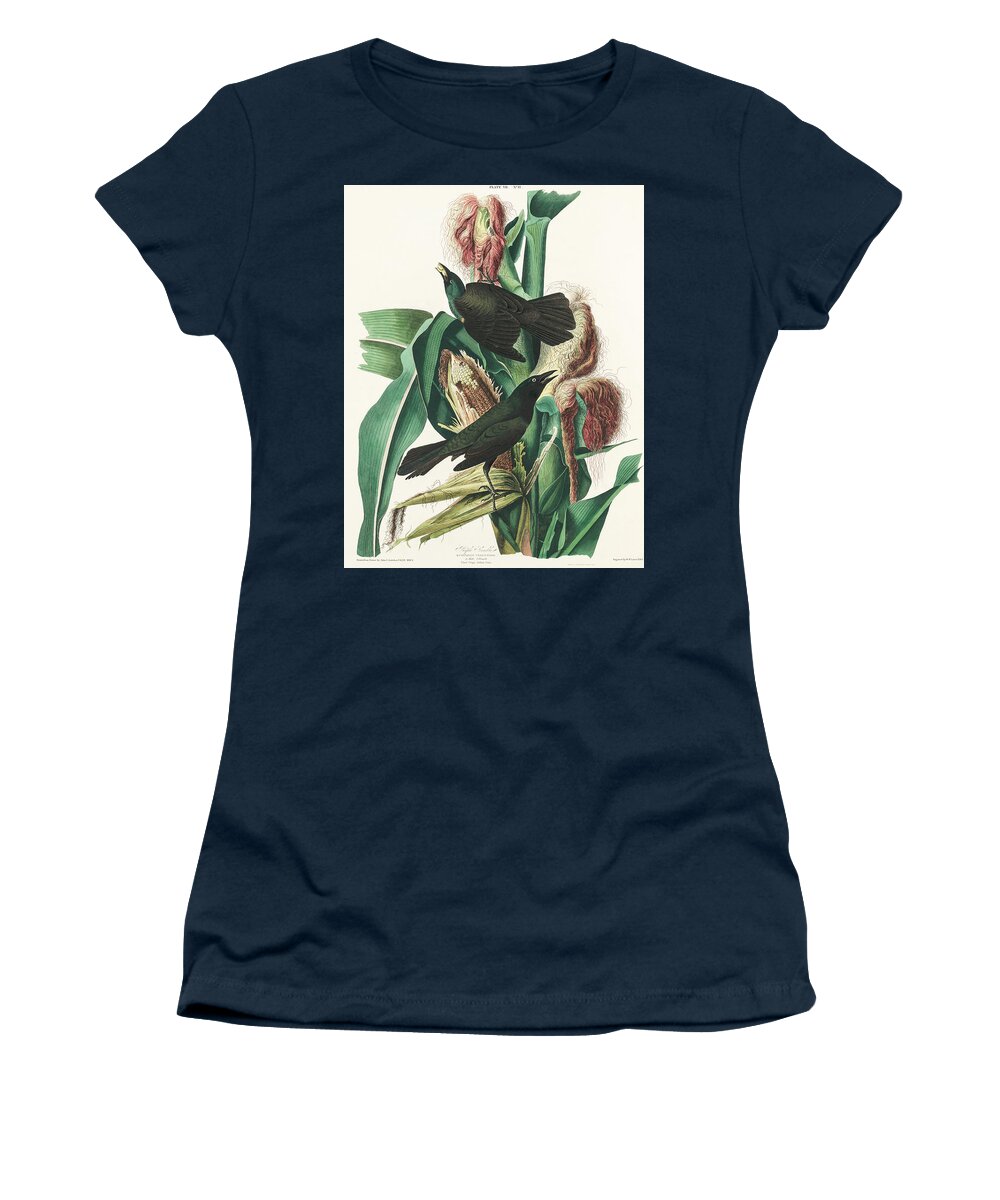 Common Crow Women's T-Shirt featuring the mixed media Common Crow. John James Audubon by World Art Collective