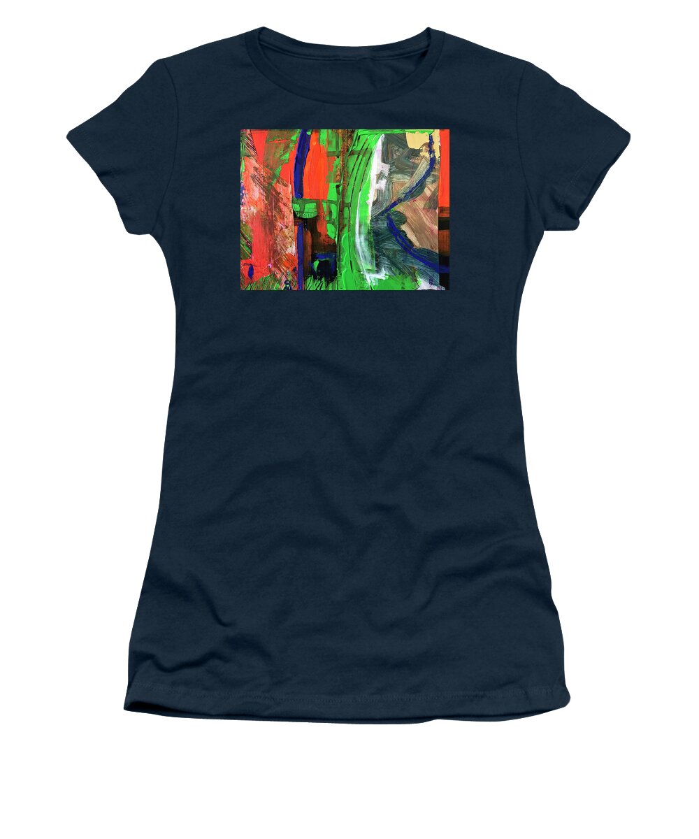 Abstract Expressionism Women's T-Shirt featuring the mixed media Composition 52020 Vers 3 by Walter Fahmy