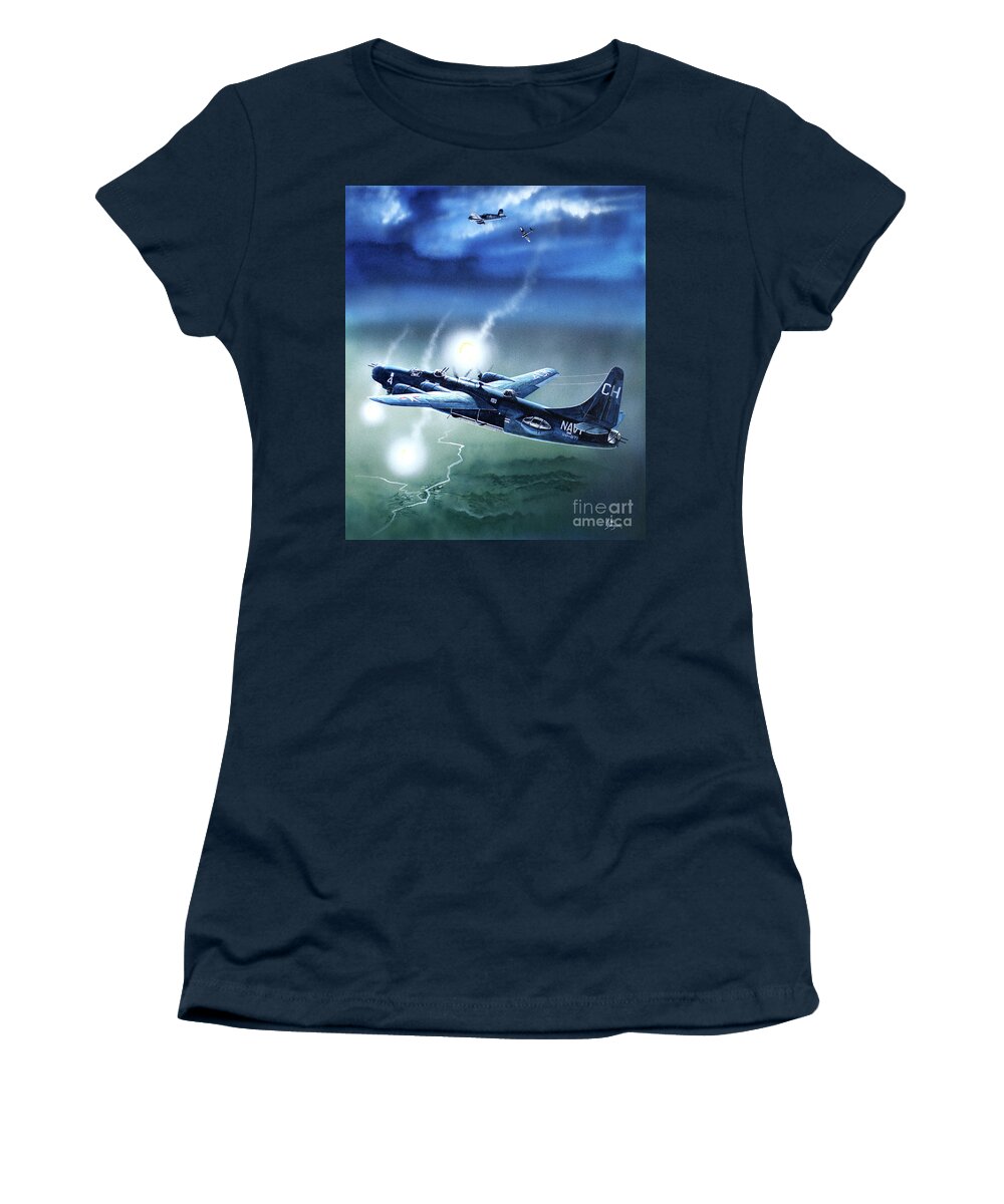 Aviation Women's T-Shirt featuring the painting Consolidated PB4Y-2 Privateer by Steve Ferguson