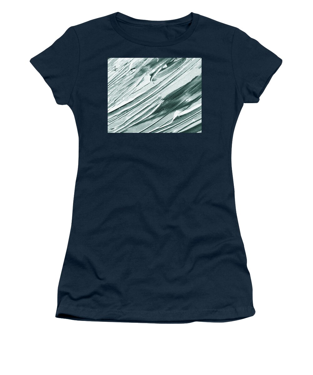 Soft Gray Women's T-Shirt featuring the painting Cool Soft Gray Lines Abstract Textured Decorative Art IV by Irina Sztukowski