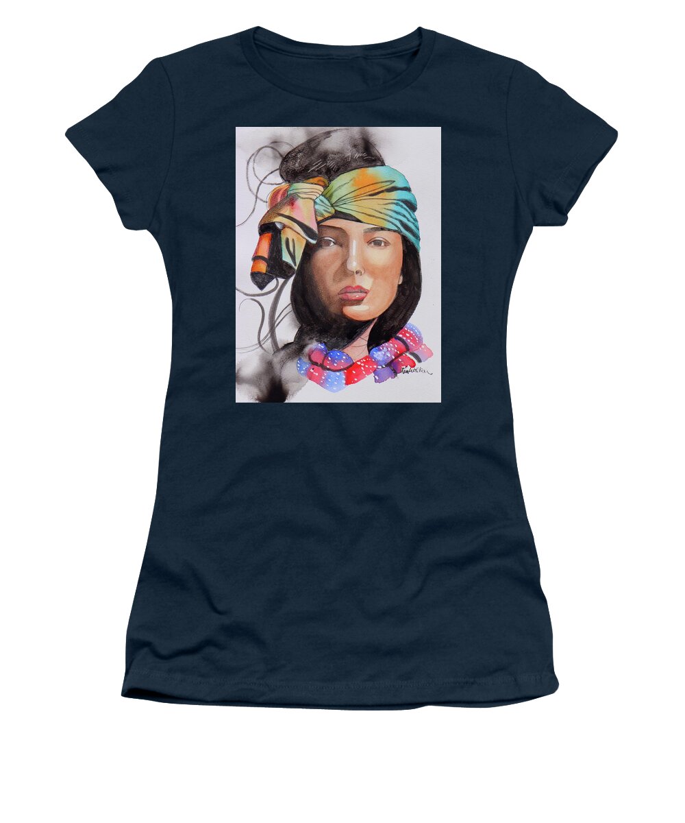Teal Women's T-Shirt featuring the painting Cover Girl Watercolor by Kimberly Walker