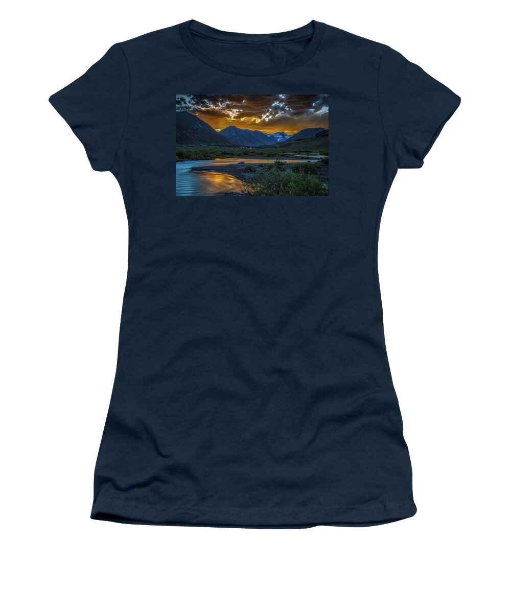 Crested Butte Women's T-Shirt featuring the photograph Crested Butte Sunset by Bitter Buffalo Photography