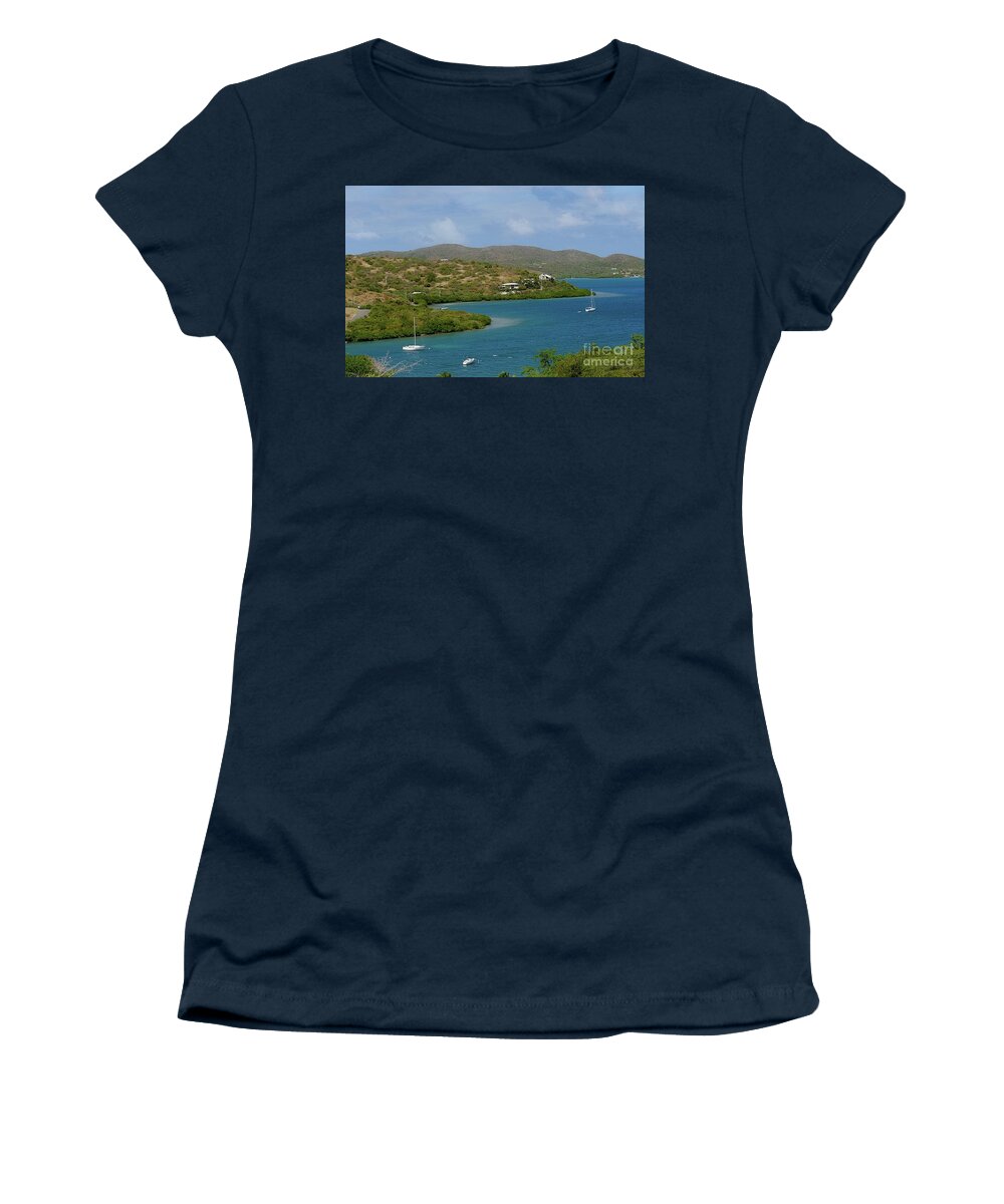 Culebra Women's T-Shirt featuring the photograph Culebra lagoon-panorama by On da Raks
