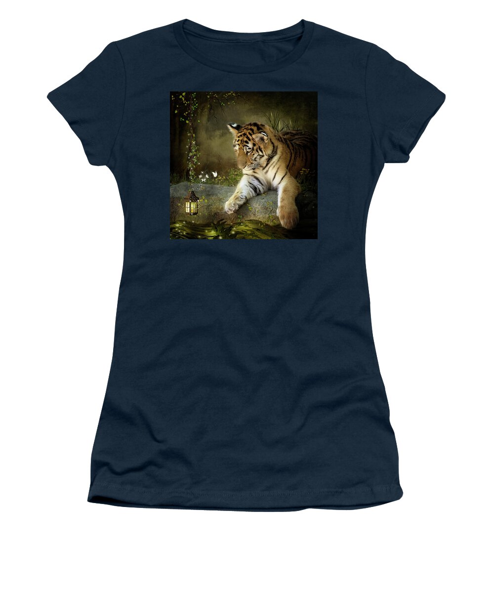 Tiger Women's T-Shirt featuring the digital art Curiosity by Maggy Pease