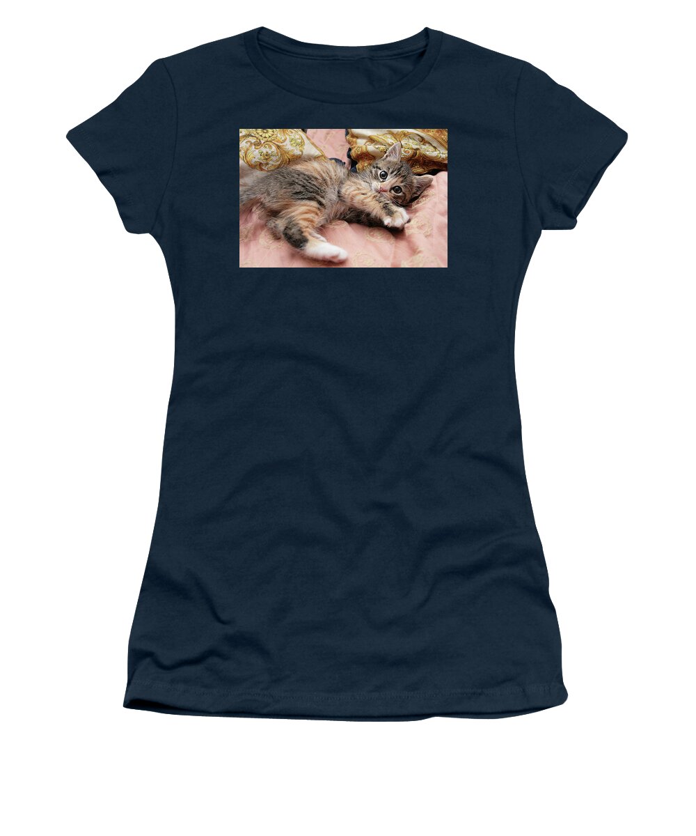 Pets Women's T-Shirt featuring the photograph Cute Kitty 2 by Masha Batkova