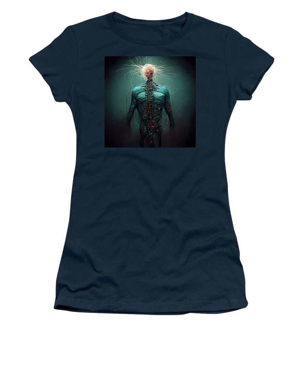 Scifi Women's T-Shirt featuring the painting Cybernetic God, 01 by AM FineArtPrints