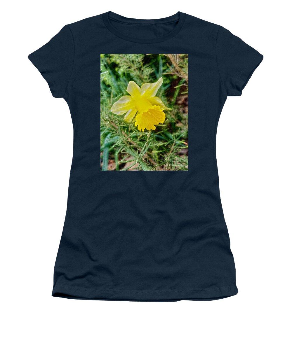 Daffodil Women's T-Shirt featuring the digital art Daffodil And Rosemary by Rachel Hannah