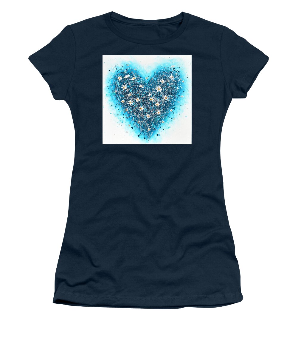 Heart Women's T-Shirt featuring the painting Daisy Heart by Amanda Dagg