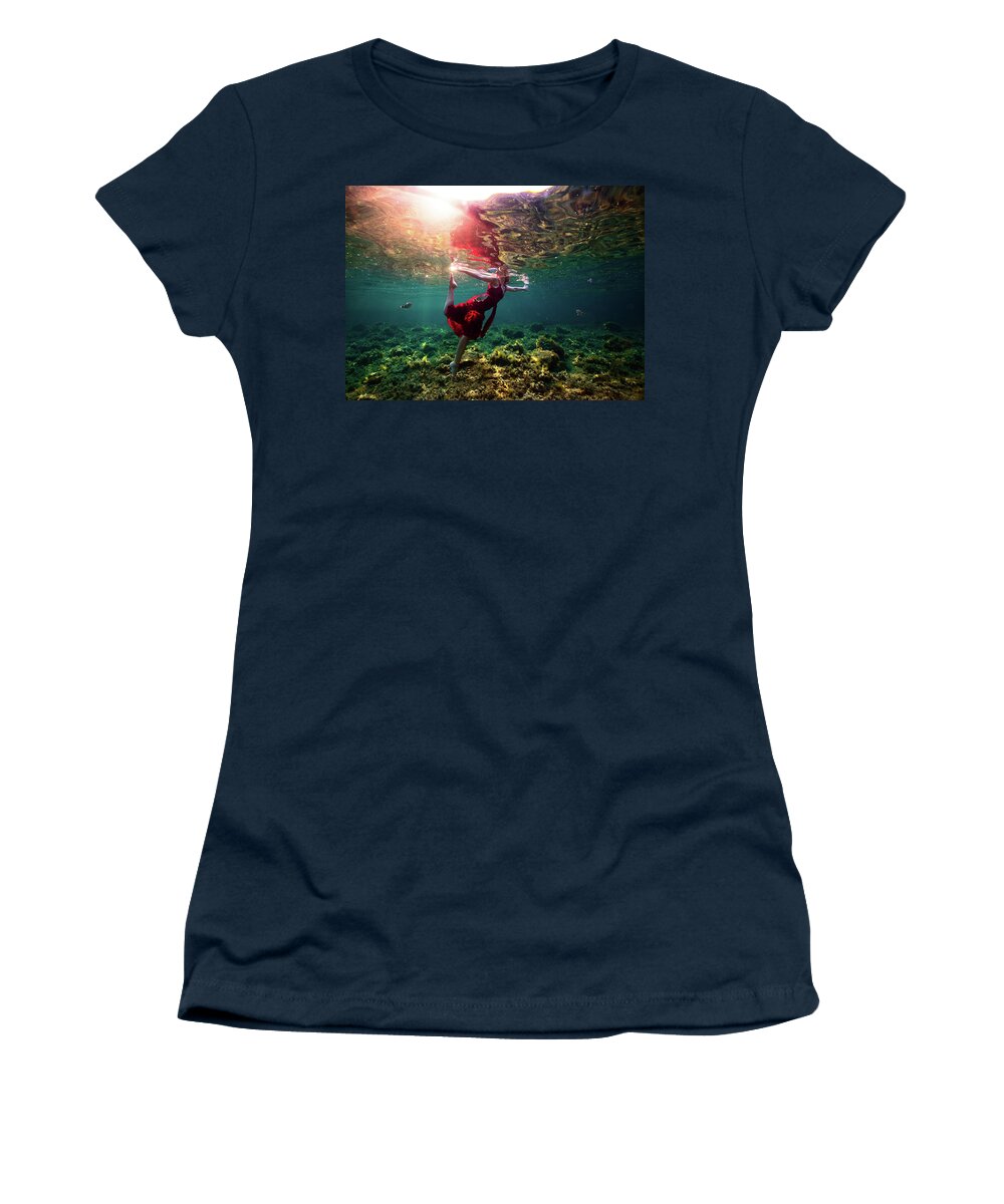 Underwater Women's T-Shirt featuring the photograph Dancing II by Gemma Silvestre