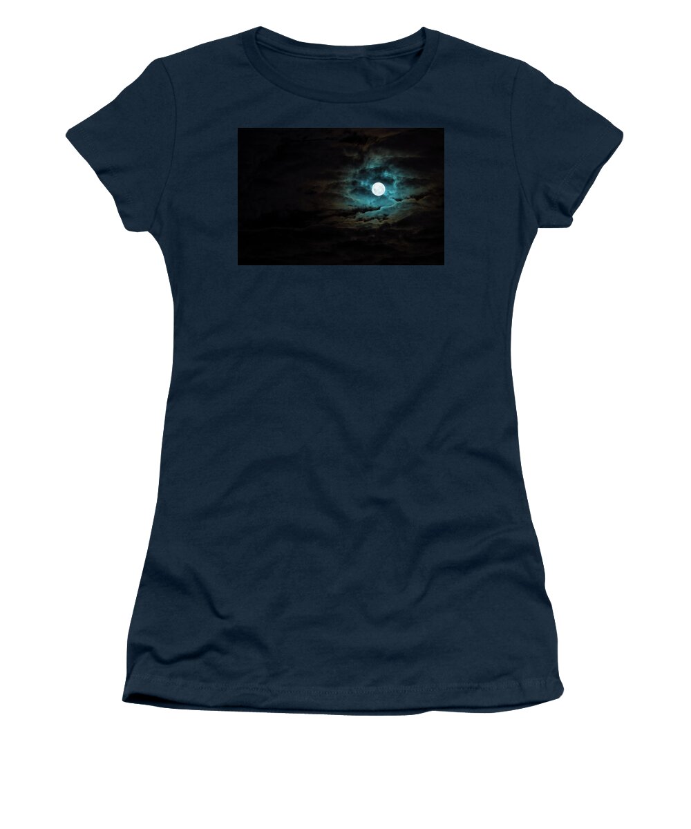 Moon Women's T-Shirt featuring the photograph Dark Rising by Andrew Paranavitana