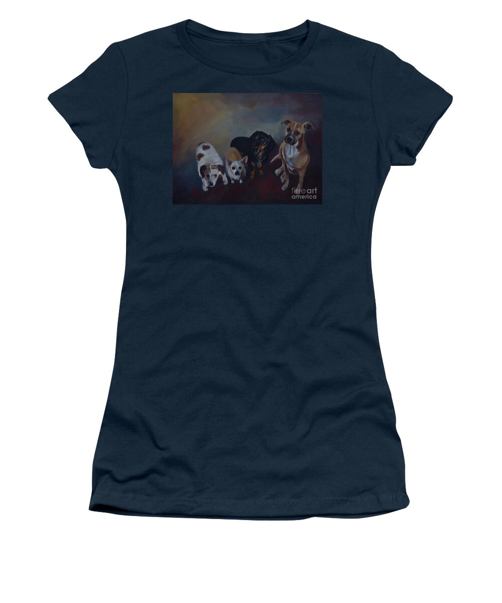 Dogs Women's T-Shirt featuring the painting Darlene's Dogs by Jan Dappen